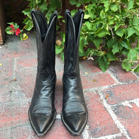 Vintage 90s Black Leather Western Boots by Tony Lama - Size 6M - Picture 4 of 15